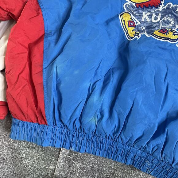 Men's Vintage 90's Turbo Starter Kansas KU Jayhawks Blue Puffer Jacket Sz 2XL - Picture 6 of 8